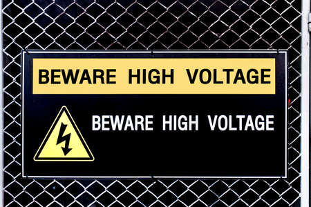 Beware high voltage sign, safety conceptの写真素材