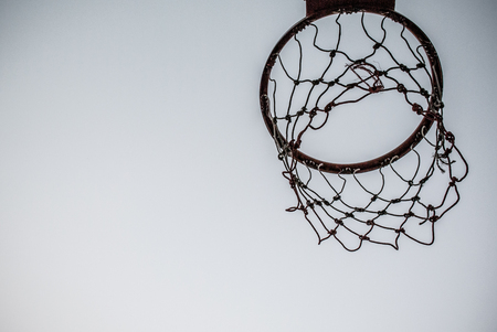 Old basketball hoop with spaceの写真素材
