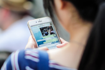 Bangkok, Thailand - May 19, 2016 - Leicester City Supporter waiting for Leicester City Team parade to celebrate First Championship of English Premiere League 2015-16のeditorial素材