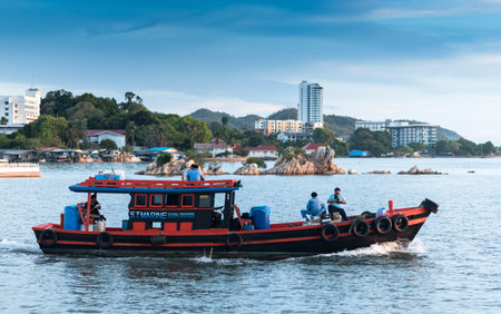 CHONBURI, THAILAND - JUNE 6 : Passenger ship at sea on 6 June 2016 in Sriracha, Chonburi, Thailand