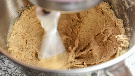 Butter and brown sugar spin in blender, Prepare for bakingの写真素材