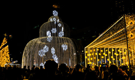 BANGKOK, THAILAND - DEC 23 : People enjoy with Christmas lighting decorate on 23 December 2016 in...