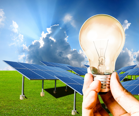 Solar cells make clean energy, Sustainable concept
