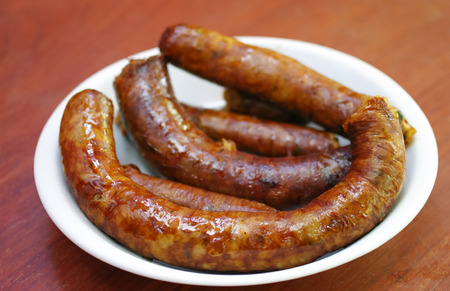 Northern Thai Spicy Sausage, Sai Auaの写真素材
