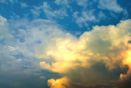 Nice clouds with light in blue sky, Evening skyの写真素材