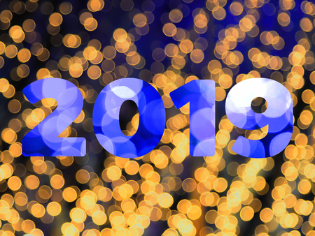 Text of 2019 new year with bokeh light backgroundの写真素材