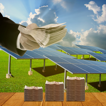 Owner investing in solat farmの写真素材