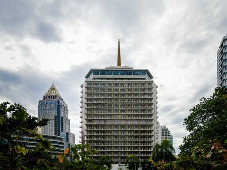 BANGKOK, THAILAND - 16 DEC : Dusit Thani Hotel building facade on 16 December 2018 in Bangkok, thailandのeditorial素材