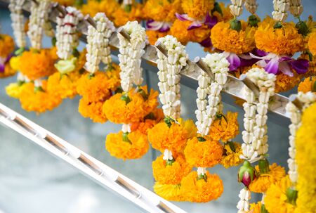Garland of flowers hanging for worship