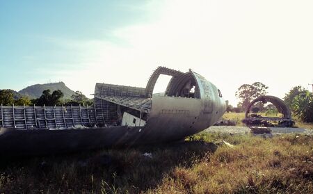Plane wreck at abandon field, Thailandの写真素材