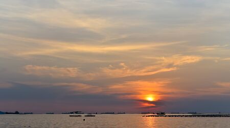 Nice sunset sky at sea, Scenery backgroundの写真素材