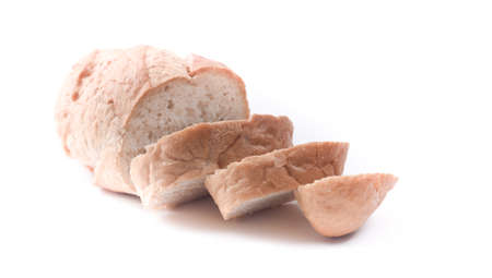 Sourdough Loaf sliced isolated on white backgroundの写真素材