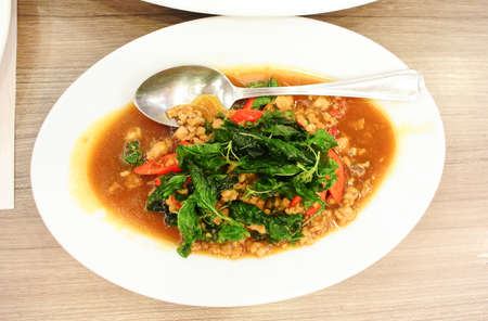 Stir Fried Basil with Minced Porkの写真素材