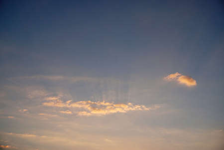 Sunset light effected at clouds in skyの写真素材
