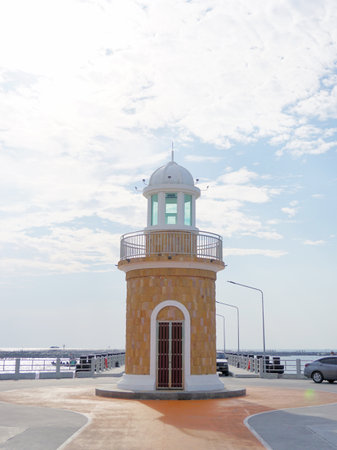 BANGSAEN, THAILAND - 26 FEB : Lighthouse at Ang sila fish market on 26 Febraury 2022 in Ang sila,...