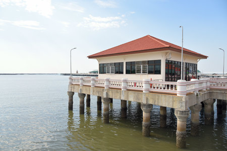 CHONBURI, THAILAND - 26 FEB : Tourist center building at seaside on 26 February 2022 in Ang sila, Chonburi, Thailandのeditorial素材