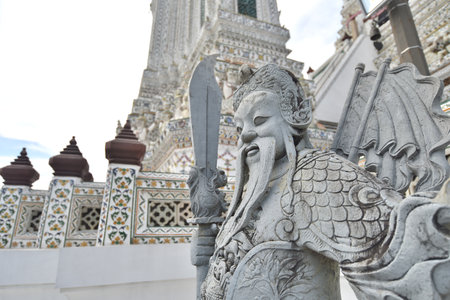 Giant Chinese stone doll decorate in Buddhist temple (Wat Arun Bangkok)の写真素材