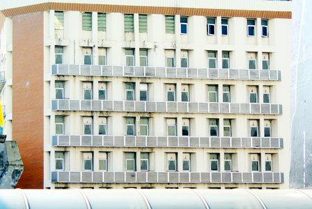 BANGKOK, THAILAND - 15 MARCH : Facade of vintage office building on 15 March 2019 in Bangkok, Thailandのeditorial素材