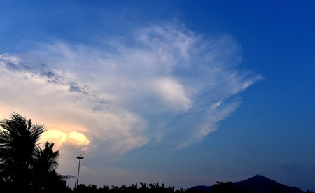 Dramatic sky with clouds, Nature backgroundの写真素材