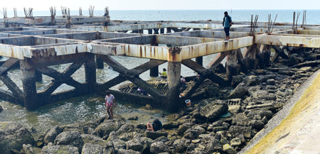 CHONBURI, THAILAND - 10 APR : View point at Laem Thaen on 10 April 2022 in Bangsaen, Chonburi, Thailandのeditorial素材