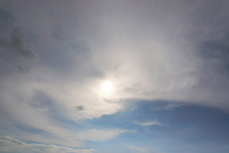 Sun and clouds in blue sky, Natureの写真素材