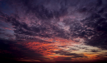 Twilight sky with clouds, Nature backgroundの写真素材