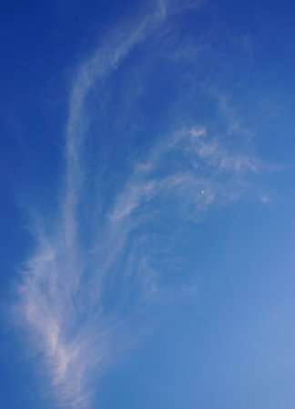 Clouds in blue sky with moon , Nature backgroundの写真素材