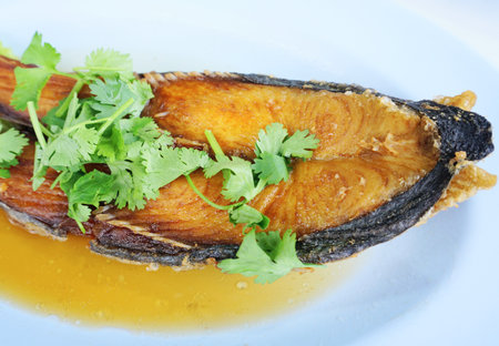 Deep Fried Mackerel with Fish Sauce, Thai cuisineの写真素材