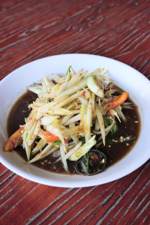 Papaya salad with salted crab, Thai spicy foodの写真素材