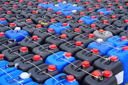 Group of empty barrel tied together, Pattern backgroundの写真素材