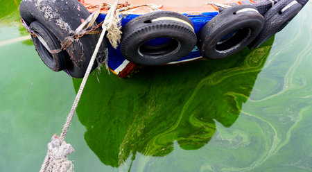 Plankton bloom in sea, Environment problem backgroundの写真素材