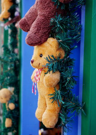 Bear doll decorate at wall, Christmas themeの写真素材
