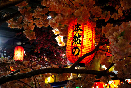 Japanese vintage lantern or lamp for decorationの写真素材