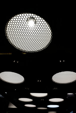 Lighting lamp with honeycomb on ceiling