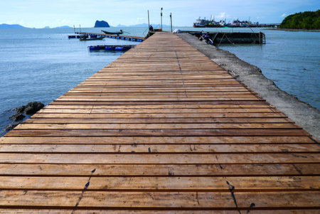 Wood bridge on the seaの写真素材