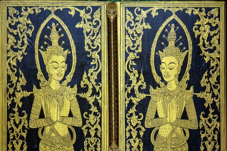 Traditional Thai style paintingの写真素材