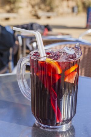 cold sangria under the hot sunの写真素材