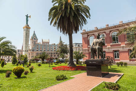 View of the city of Batumi. Monument to Georgian politician and writer Memed Abashidze and Europe Squareのeditorial素材