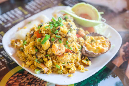 Peruvian food. Rice with seafood.の写真素材