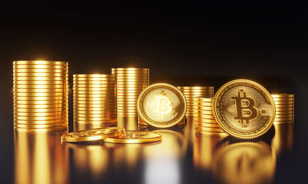 Upswing rising value for bitcoin and other cryptocurrenciesの写真素材