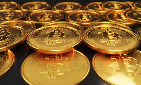 Upswing rising value for bitcoin and other cryptocurrenciesの写真素材