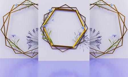 golden floral frames and black background