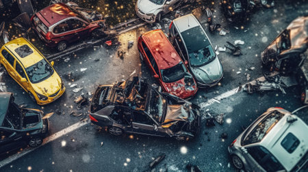 Many Car crash accident on street, Ai, artificial intelligence, artificial, intelligence,の素材