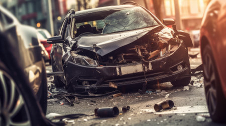 Many Car crash accident on street, Ai, artificial intelligence, artificial, intelligence,の素材