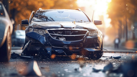 Many Car crash accident on street, Ai, artificial intelligence, artificial, intelligence,の素材