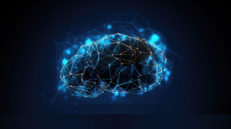 Low poly brain or Artificial intelligence concept. Generative AIの素材