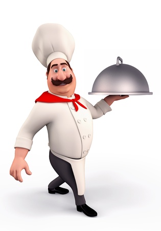 Chef with big bowlの写真素材