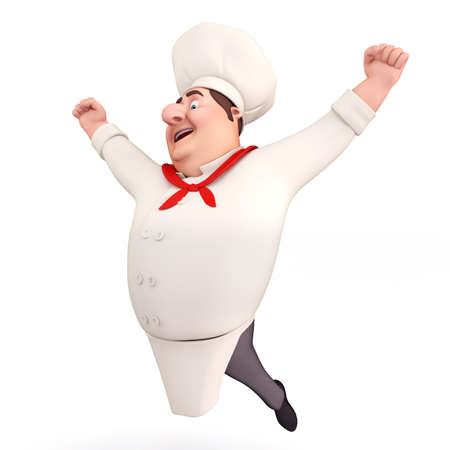 Happy chef with big jumpの写真素材