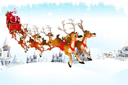 santa and his sleighの写真素材