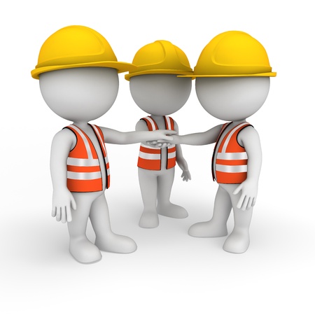 3d white people as road worker の写真素材